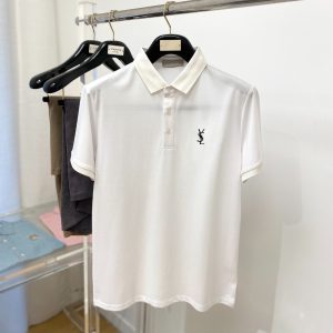 Designer Saint Laurent Cotton Short-Sleeved Polo Shirt