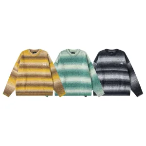 Super Clone Designer Stussy Sweater Yellow Streetwear Gradient Print