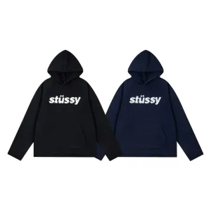 Designer Stussy Hoodie Red Cotton Streetwear