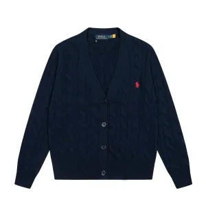 Designer AAA Ralph Lauren Outerwear Red Cotton Cable Knit Easy To Match