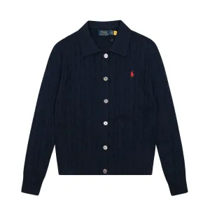 Designer Ralph Lauren Outerwear Red Cotton Cable Knit Easy To Match