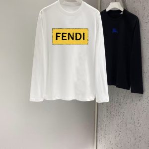 Designer Fendi Cotton Long-Sleeved T-Shirt For Autumn
