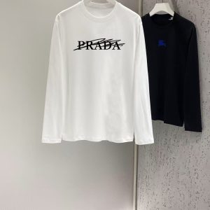 Designer Prada Cotton Long-Sleeved T-Shirt For Autumn