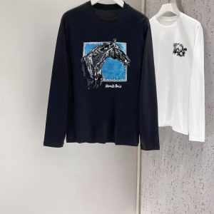Designer High Quality Hermès Cotton Long-Sleeved T-Shirt For Autumn