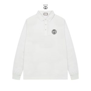 1:1 Gucci Cotton Long-Sleeved Polo Shirt