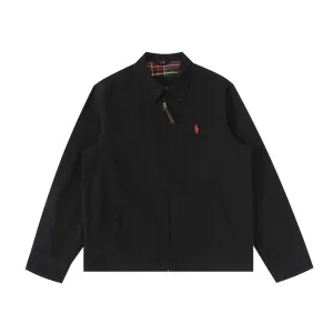 Super Clone Luxury Ralph Lauren Outerwear Black Cotton Pure Wool Twill Autumn Winter And Embroidery