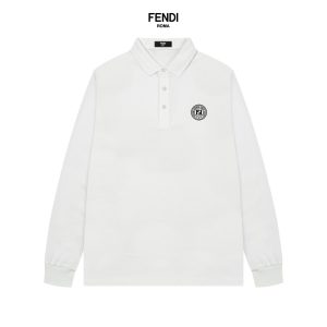 Designer High Quality Fendi Cotton Long-Sleeved Polo Shirt