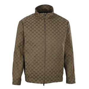 Reps Designer Gucci Coat Red Cotton Nylon Rayon Jacquard Zippered Pocket
