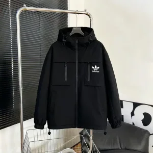 Designer Adidas Cotton-Padded Coat Green Cotton Polyester Fiber Simple And Versatile Exquisite Workmanship Street Style Autumn Winter Color Blocking