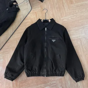 AAA Designer Prada Outerwear Ash Cotton Silk Velvet Denim Cloud Elegant Black Sophistication Metal Logo