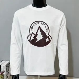 AAA Luxury Moncler Long-Sleeved T-Shirt Ash Cotton Pure Relaxed Fit