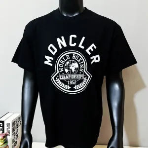 High Quality Moncler Short-Sleeved T-Shirt Ash Cotton Pure Ribbed Fabric Relaxed Fit Spring Summer