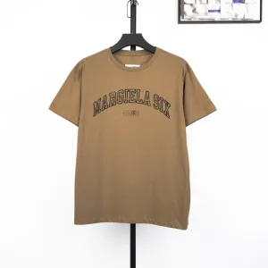 High Quality Margiela Short Sleeves Red Cotton Pure Combed Plain Weave Smooth To The Touch Screen Printing