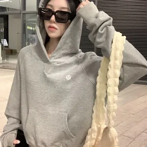 High Quality Lululemon Hoodie Red Cotton Pure Fleece Minimalist Style Daily Commute Sophistication Autumn Early Lightweight And Breathable